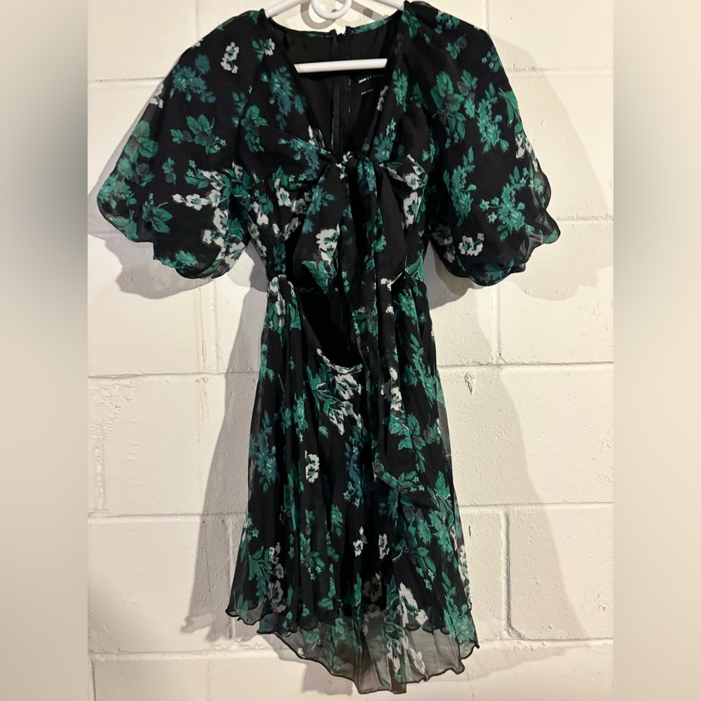 Floral Black and Green Dress